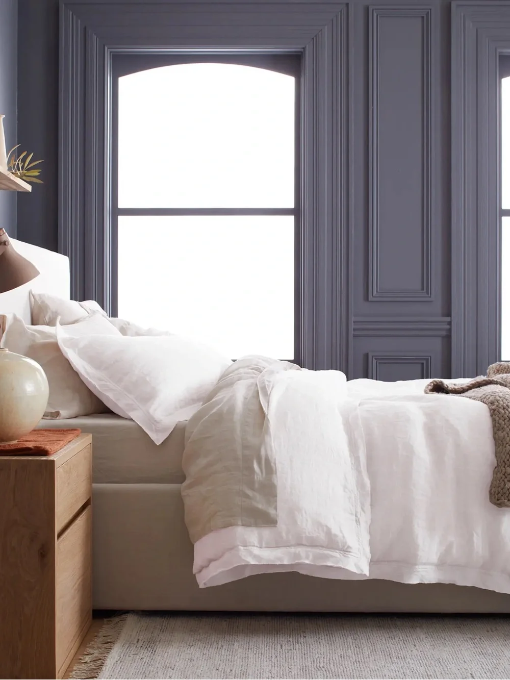 New Quince European Linen Double Flange Duvet Cover Set King/CalKing $214 White